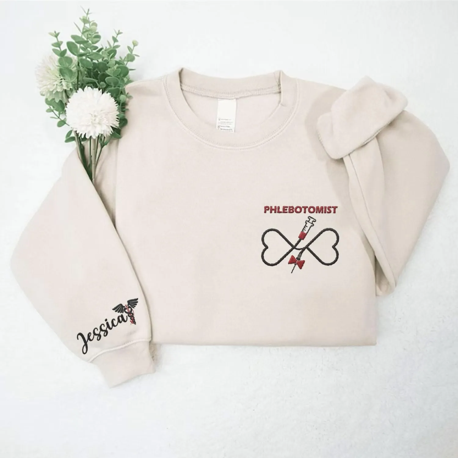 Custom Embroidered Sweatshirts & Hoodies - Phlebotomy Tech T-Shirts Gift for New Phlebotomist