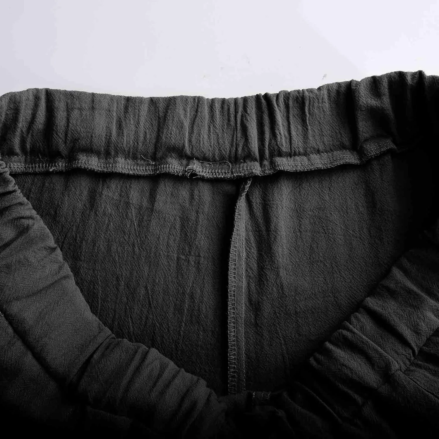 Dgoopd Men's Cotton Linen Pants Casual Elastic Waist Drawstring Pants Straight Leg Yoga Pants Lightweight Summer Beach Pants