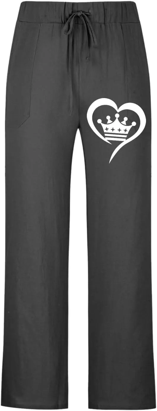 Dgoopd Men's Cotton Linen Pants Casual Elastic Waist Drawstring Pants Straight Leg Yoga Pants Lightweight Summer Beach Pants