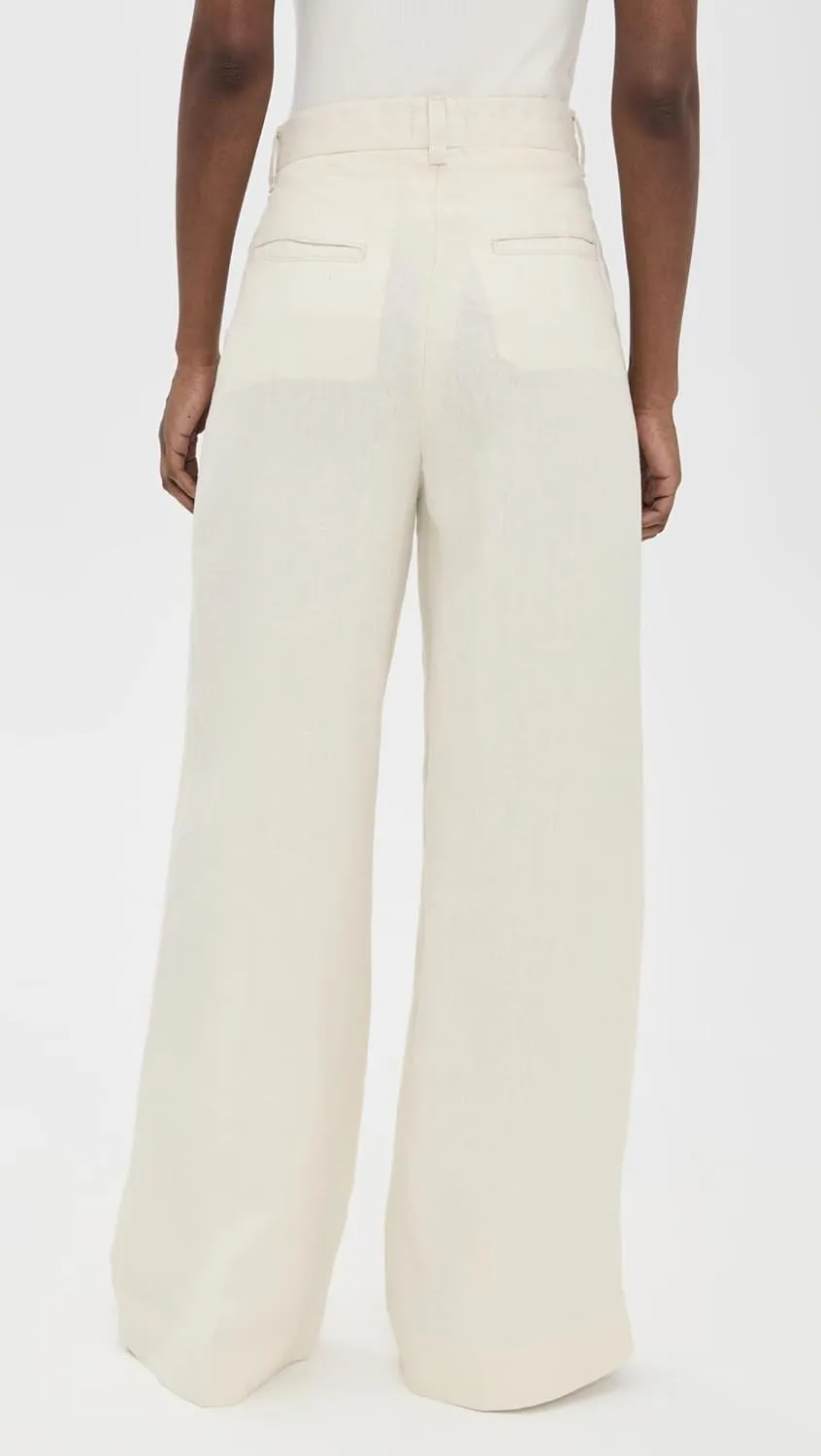 DL1961 Women's Hepburn Pleated Wide Leg High Rise Linen Pants