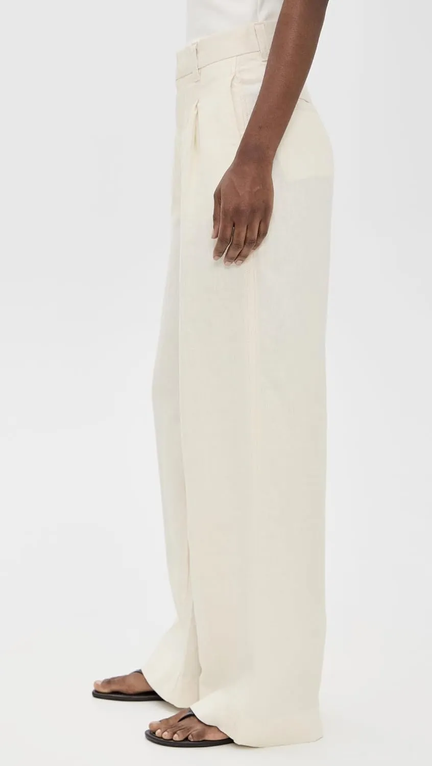 DL1961 Women's Hepburn Pleated Wide Leg High Rise Linen Pants