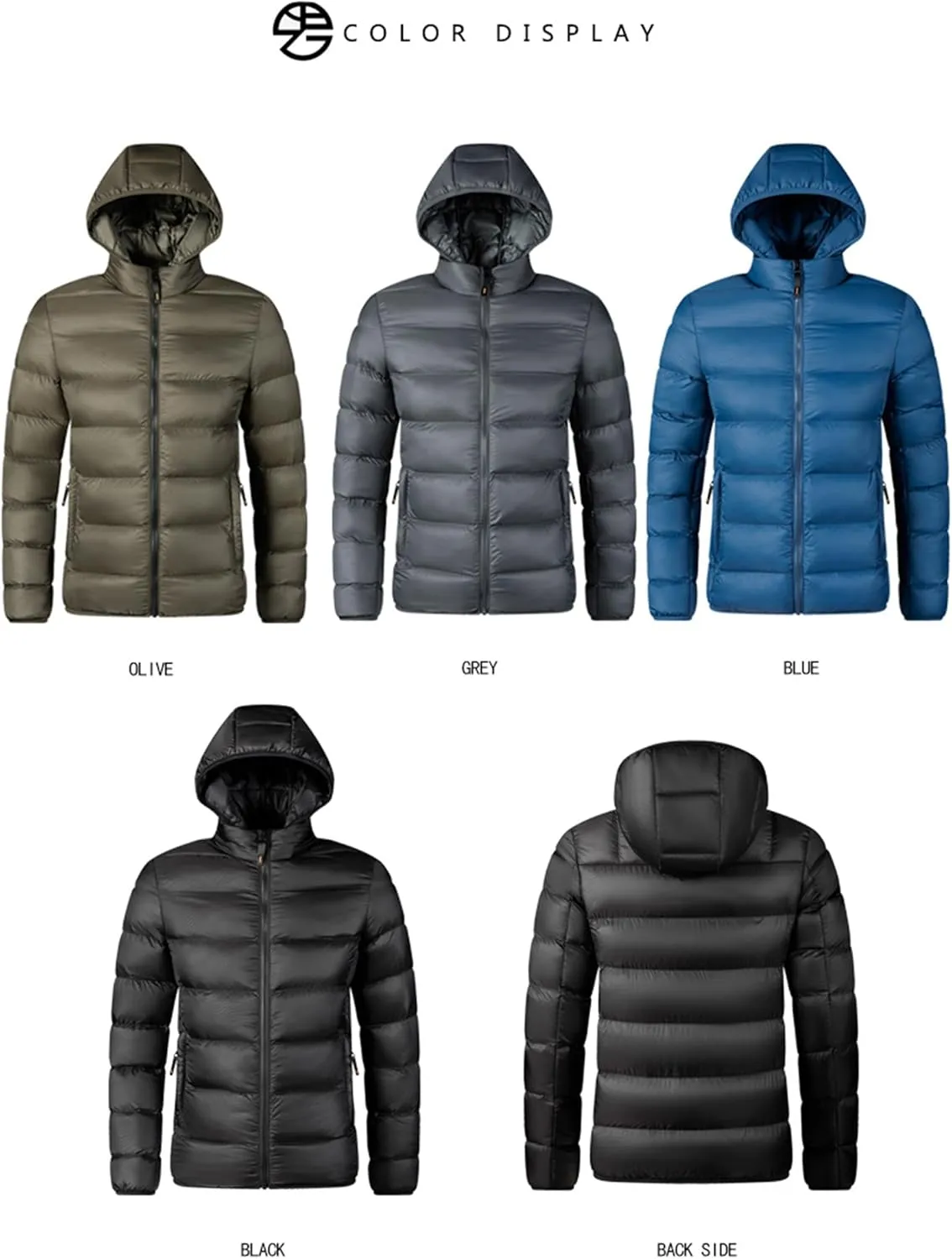 Down Puffer Jacket Men Packable Lightweight Puffy Bubble Hooded Winter Coat Water-Repellent Windbreaker for Hiking