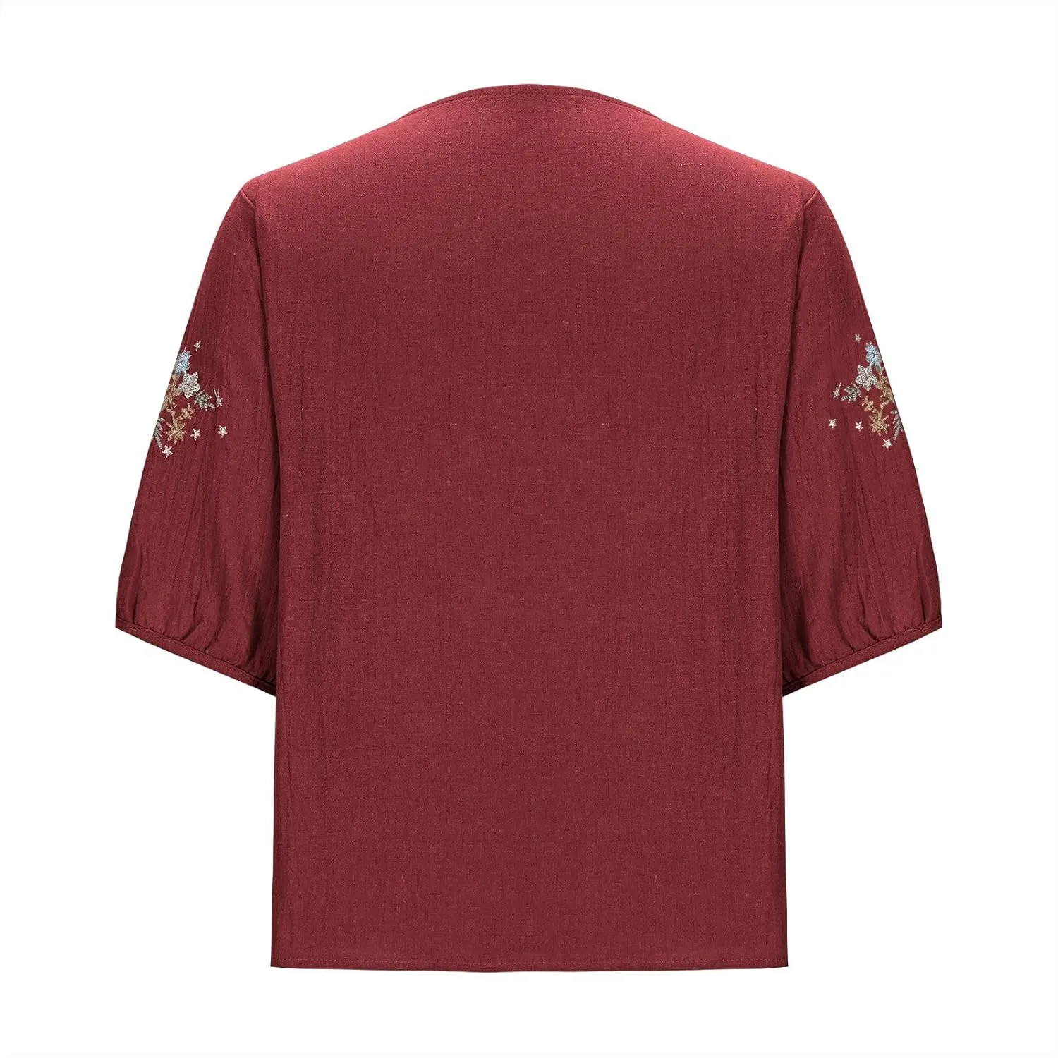 Embroidered Tops for Women Summer Vintage Cotton Linen T Shirt 2025 Summer Crew Neck Casual Loose Short Sleeve Blouse