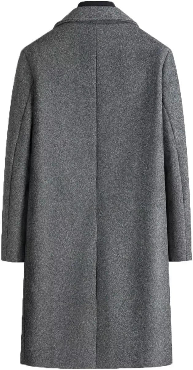 FTIMILD Mens Wool Blend Pea Coat Warm Winter Trench Coat Notched Lapel Double Breasted Overcoat