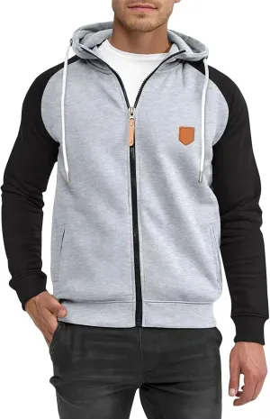 Full Zip Hoodies for Men Personalized Blank Hoodie Warm Big and Tall Sweater