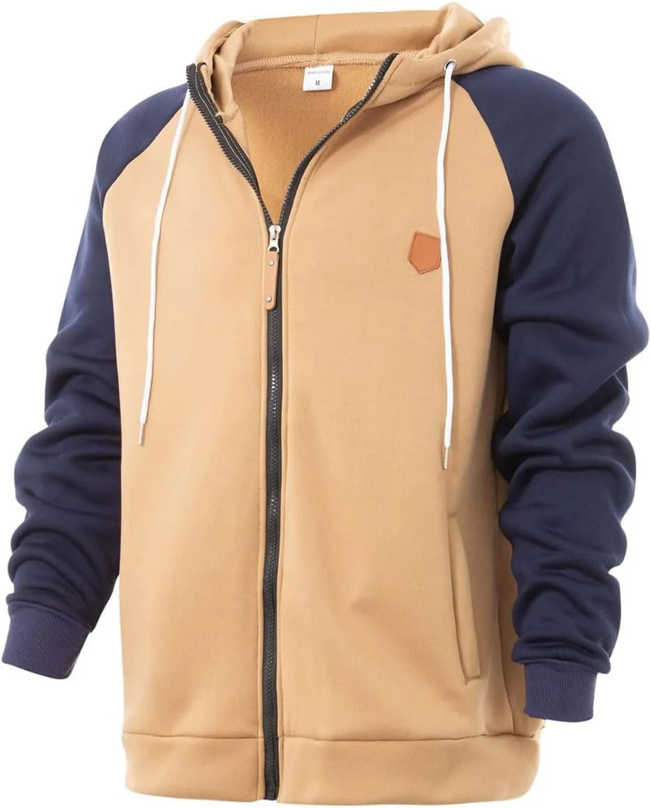 Full Zip Hoodies for Men Personalized Blank Hoodie Warm Big and Tall Sweater