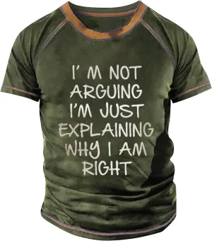 Funny T Shirts for Men Raglan Retro Short Sleeve Round Neck Letter Printing Tops