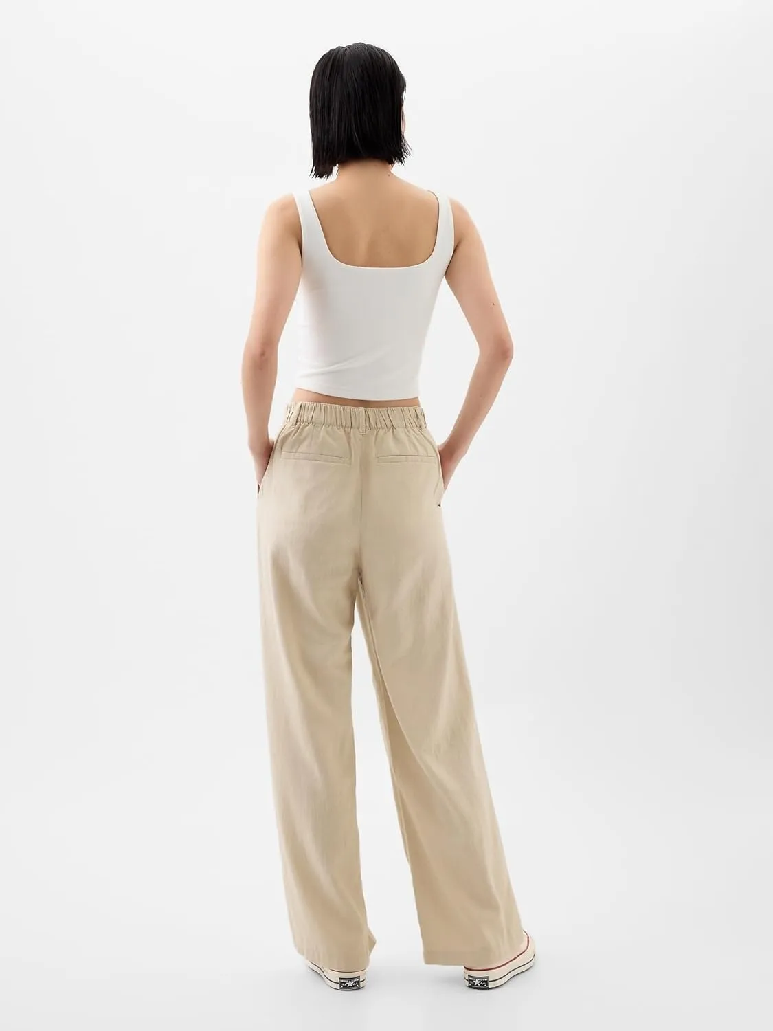 GAP Women's High Rise Linen Wide Leg Pant