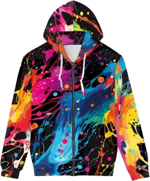 GLUDEAR Men Cool 3D Digital Print Full Zip Up Hoodie Jackets Pullover Hooded Sweatshirt