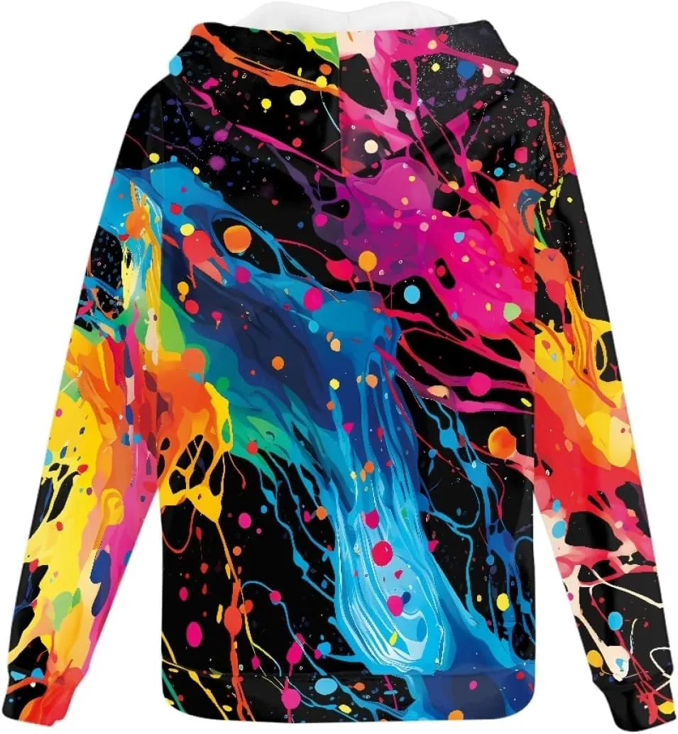 GLUDEAR Men Cool 3D Digital Print Full Zip Up Hoodie Jackets Pullover Hooded Sweatshirt