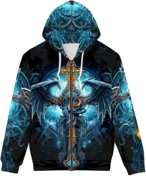 GLUDEAR Unisex Realistic 3D Digital Print Full Zip Hoodie Jackets Hooded Sweatshirt