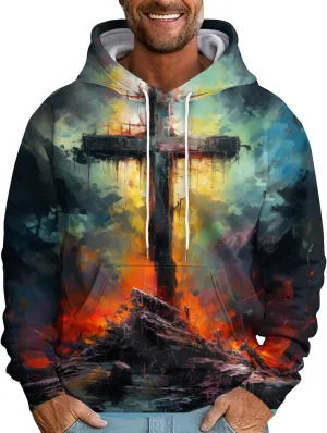GOFULY Mens Graphic Hoodies Color Block Fall Sweatshirts Winter Hoodies Pullover Drawstring Long Sleeve Sweater With Pocket