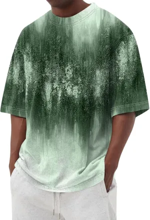 Graphic Shirts for Men Casual Fashion Short Sleeve Printed Crewneck Big and Tall Summer Beach Tshirts Loose Fit Shirt