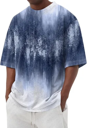 Graphic Shirts for Men Casual Fashion Short Sleeve Printed Crewneck Big and Tall Summer Beach Tshirts Loose Fit Shirt