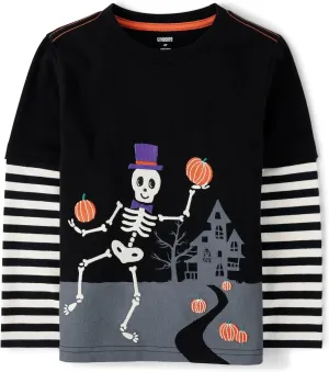 Gymboree Boys and Toddler Embroidered Graphic Long Sleeve Layered T-Shirts