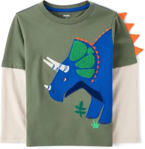Gymboree Boys and Toddler Embroidered Graphic Long Sleeve Layered T-Shirts