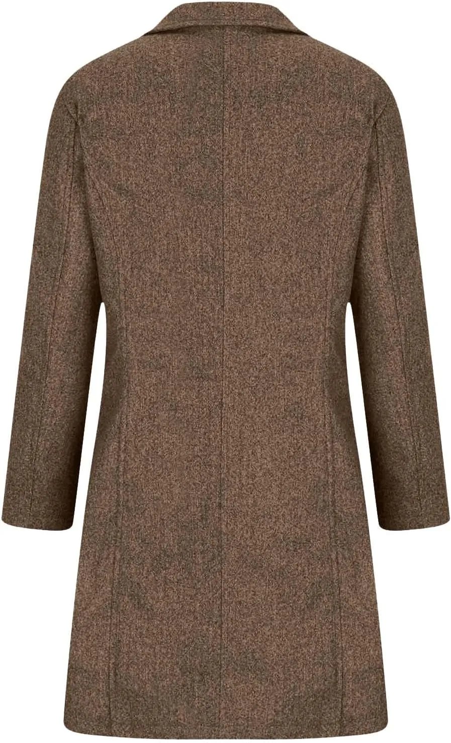 hlysgo Women Winter Wool Blend Pea Coat Mid-Long Trench Coat Single-Breasted Lapel Jacket Outwear with Pockets