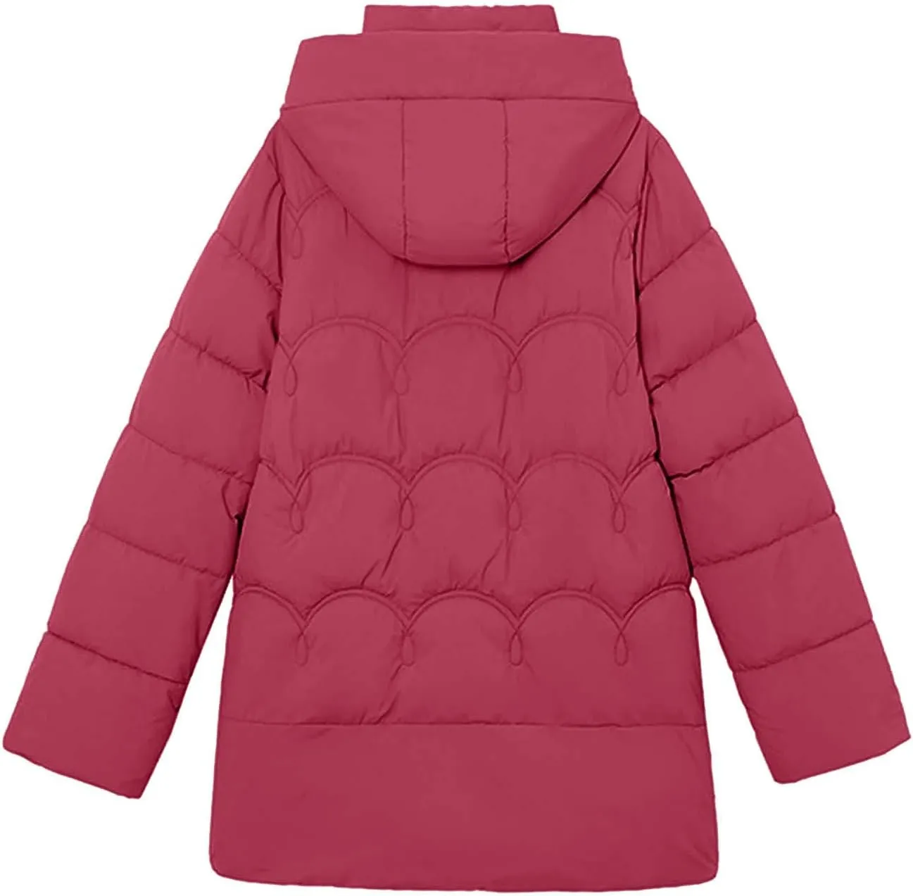 Hooded Quilted Coats for Women Warm Detachable Puffer Jackets Warm Solid Color Windproof Down Coats Parkas