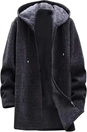 Hoodies for Men Zip up Warm Cardigan Knitted Sweater Sweatshirt Color Block Winter Warm Jacket Coats Outerwear