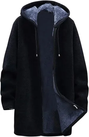 Hoodies for Men Zip up Warm Cardigan Knitted Sweater Sweatshirt Color Block Winter Warm Jacket Coats Outerwear