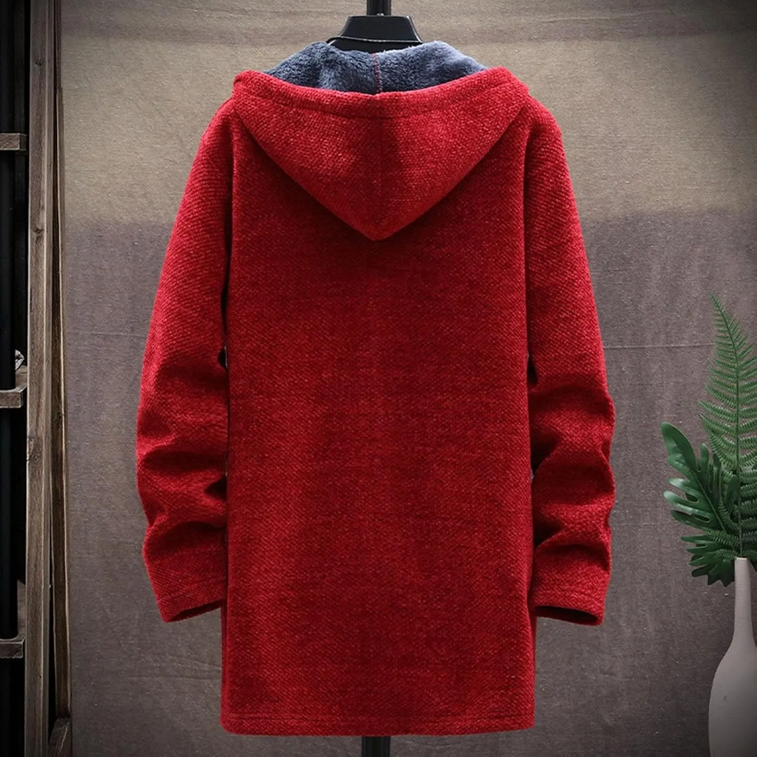 Hoodies for Men Zip up Warm Cardigan Knitted Sweater Sweatshirt Color Block Winter Warm Jacket Coats Outerwear