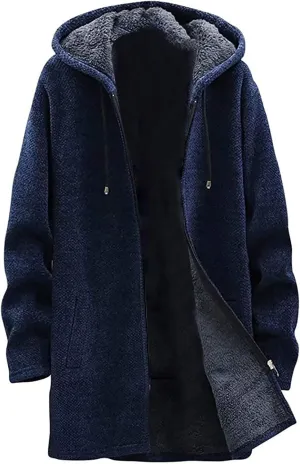 Hoodies for Men Zip up Warm Cardigan Knitted Sweater Sweatshirt Color Block Winter Warm Jacket Coats Outerwear