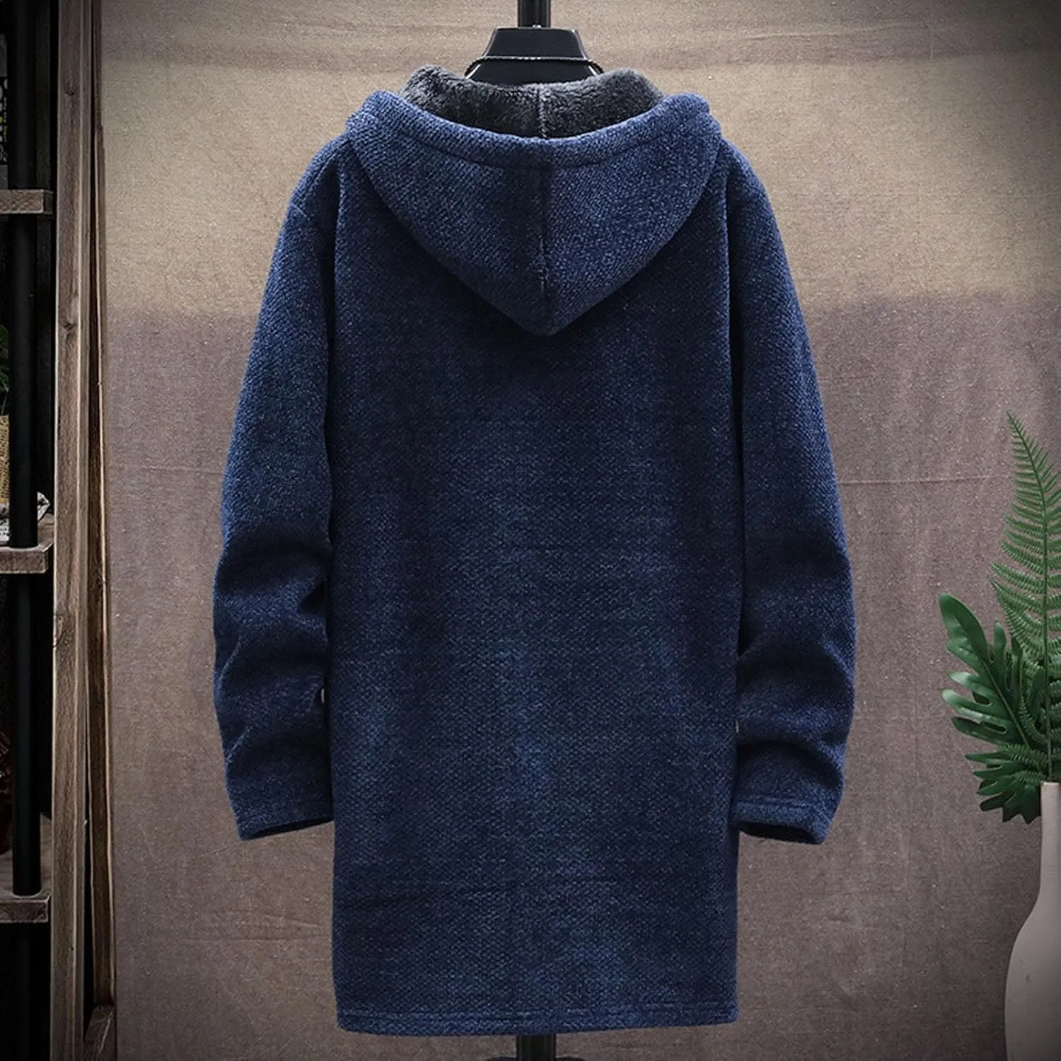 Hoodies for Men Zip up Warm Cardigan Knitted Sweater Sweatshirt Color Block Winter Warm Jacket Coats Outerwear