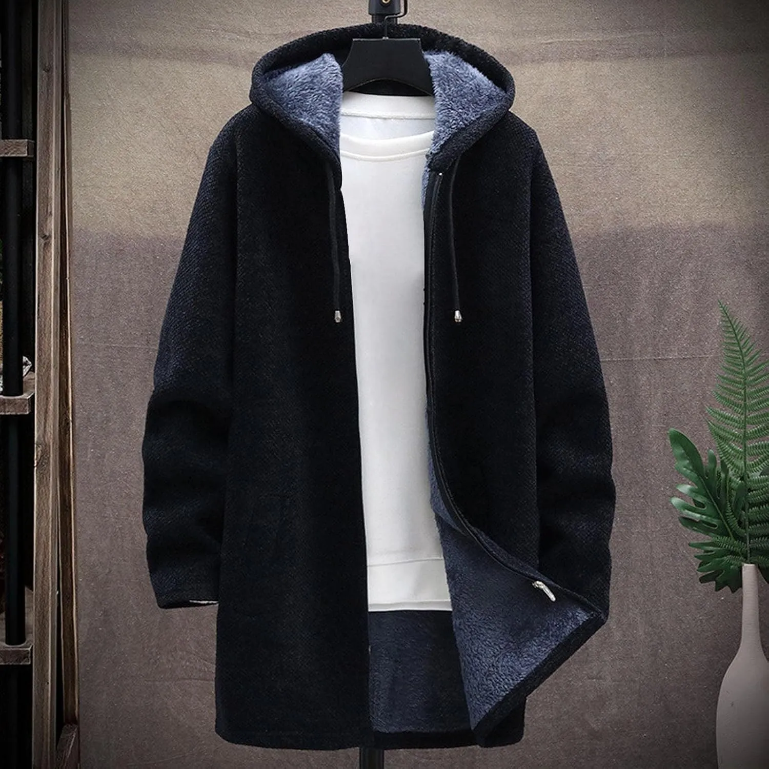 Hoodies for Men Zip up Warm Cardigan Knitted Sweater Sweatshirt Color Block Winter Warm Jacket Coats Outerwear