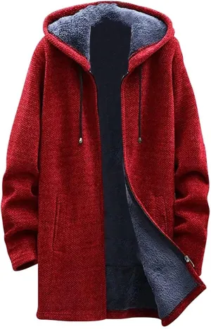 Hoodies for Men Zip up Warm Cardigan Knitted Sweater Sweatshirt Color Block Winter Warm Jacket Coats Outerwear