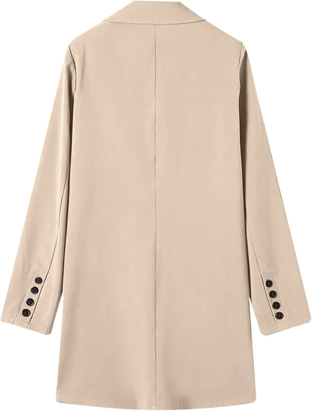 Hvyesh Women's Long Wool Blend Pea Coat Winter Casual Overcoat Notched Lapel Collar Trench Coat Belted Long Jacket Outerwear