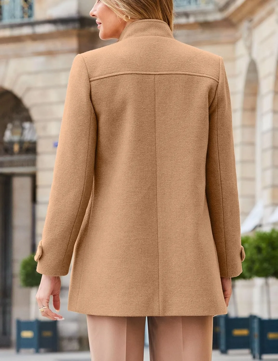 IDEALSANXUN Womens Fall Winter Peacoat Wool Coat Double Breasted Blazer Jacket Trench Coat