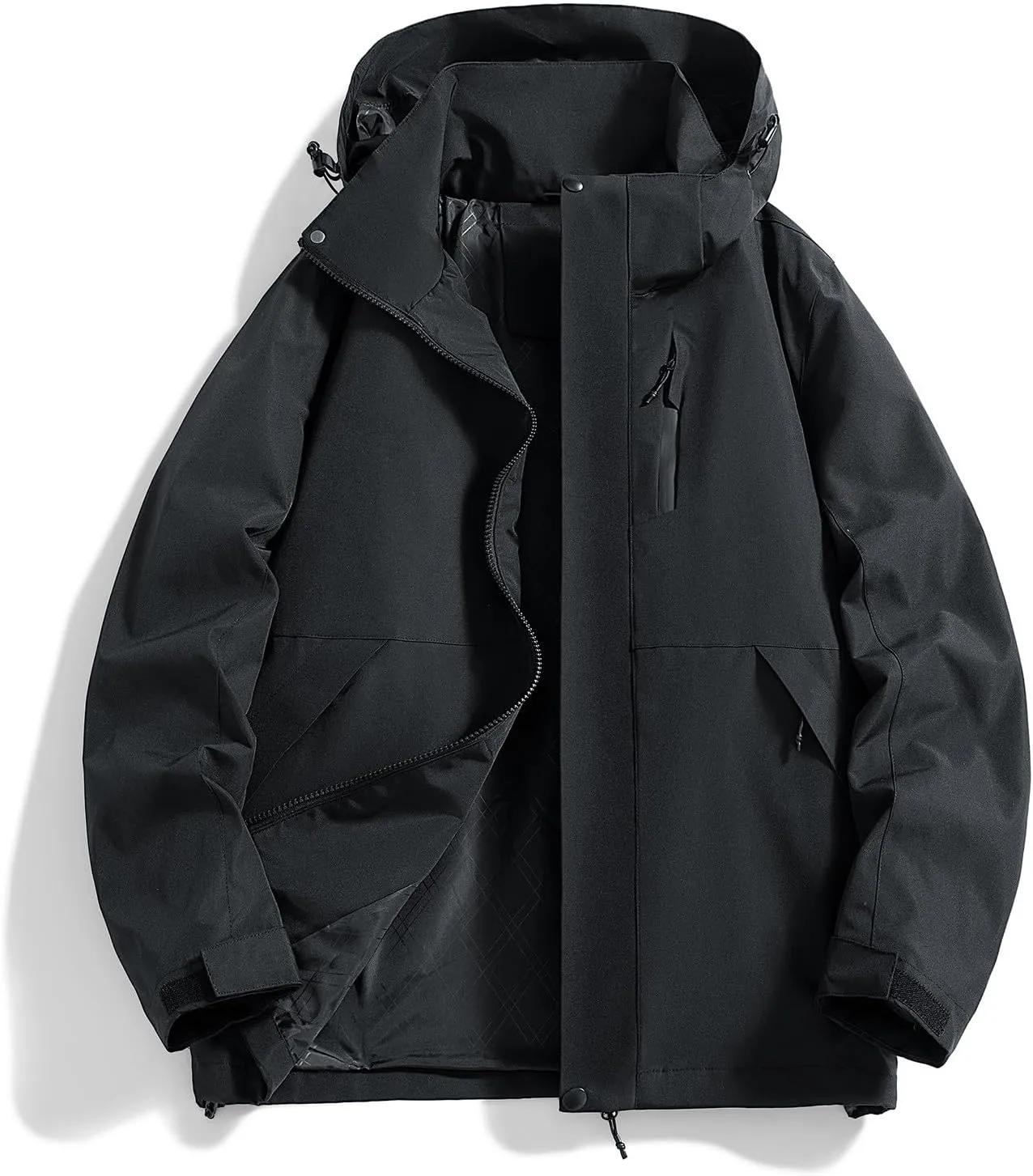 Jackets for Men Hooded Zipper Lightweight Waterproof Outdoor Raincoat Jacket Hiking Travel Rain Jacket with Pockets