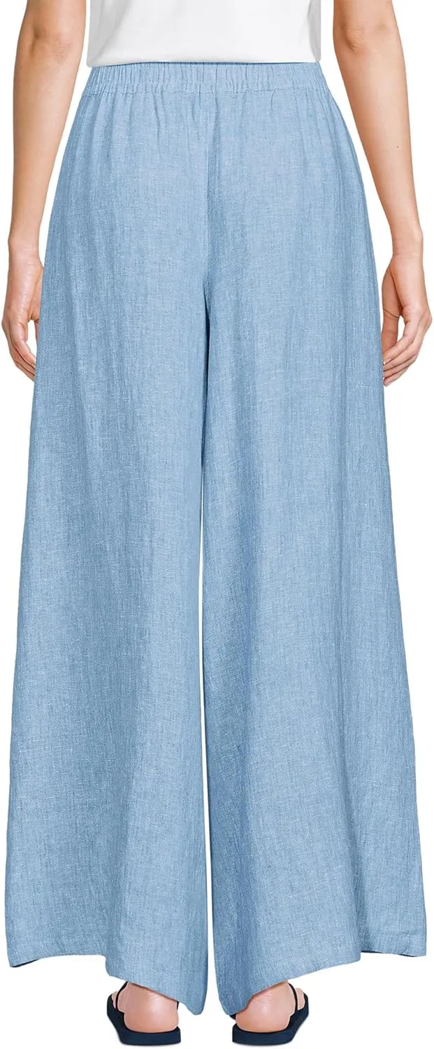 Lands' End Women's Linen High Rise Palazzo Pants