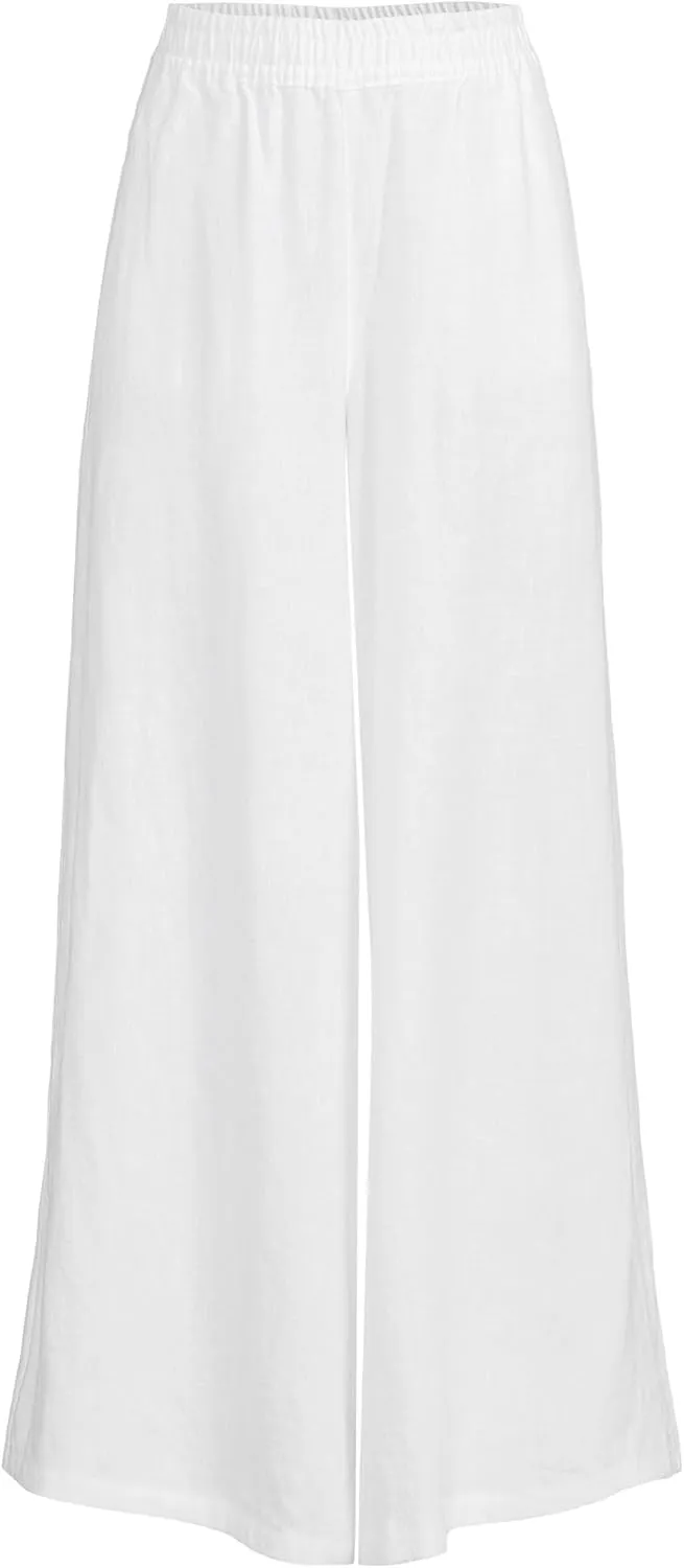 Lands' End Women's Linen High Rise Palazzo Pants