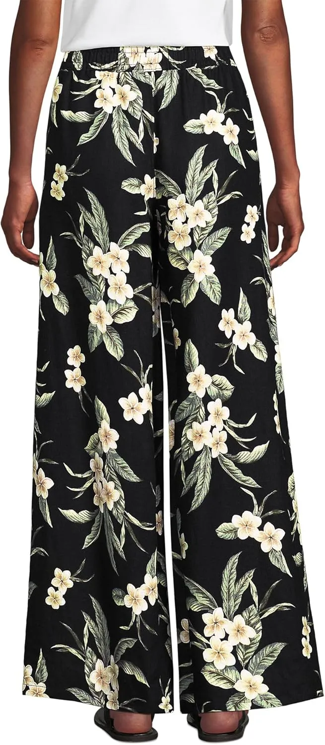 Lands' End Women's Linen High Rise Palazzo Pants