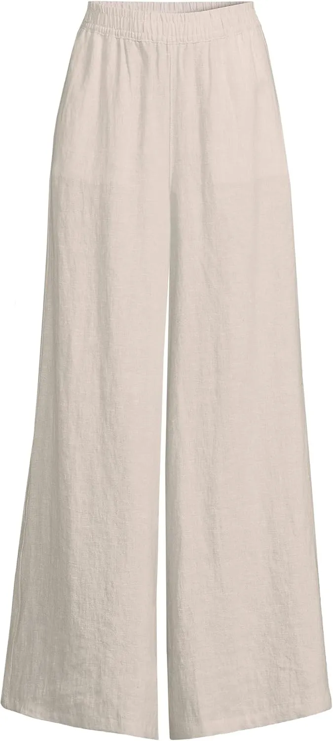 Lands' End Women's Linen High Rise Palazzo Pants