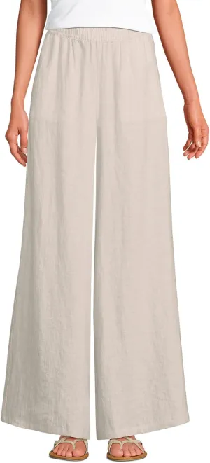 Lands' End Women's Linen High Rise Palazzo Pants