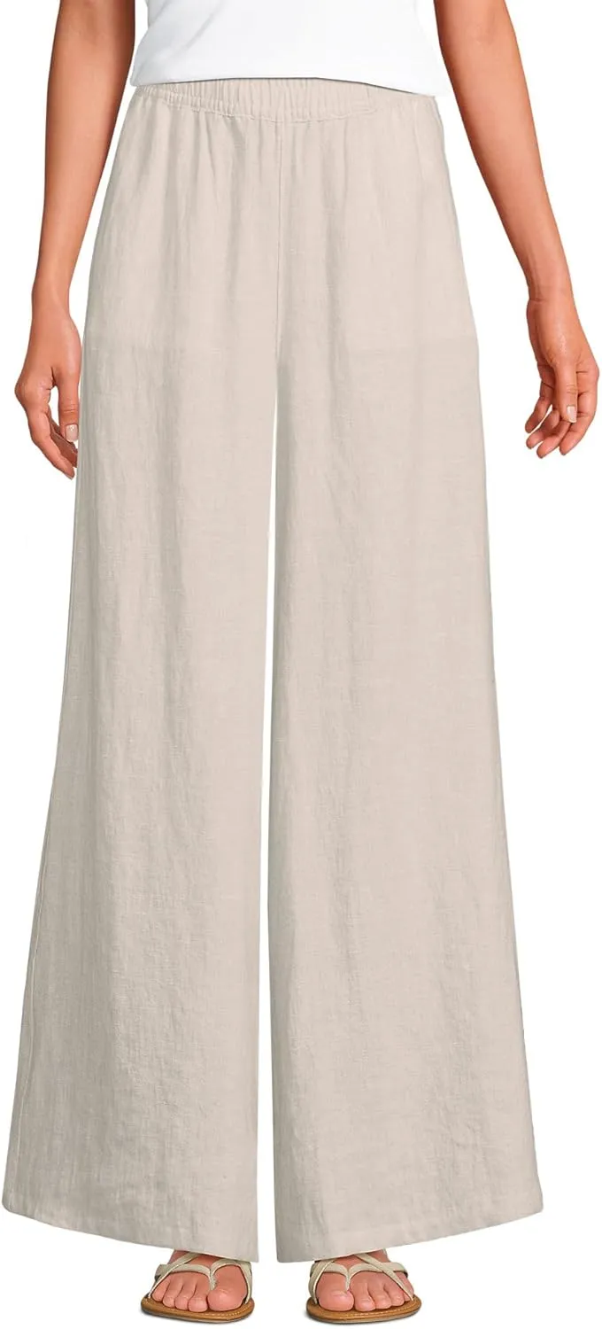 Lands' End Women's Linen High Rise Palazzo Pants