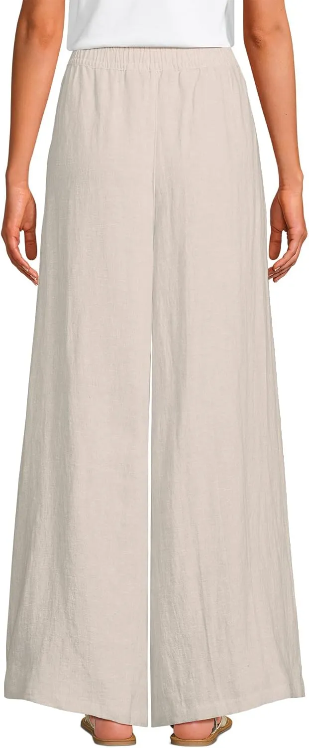 Lands' End Women's Linen High Rise Palazzo Pants