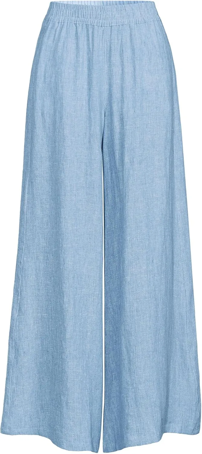 Lands' End Women's Linen High Rise Palazzo Pants