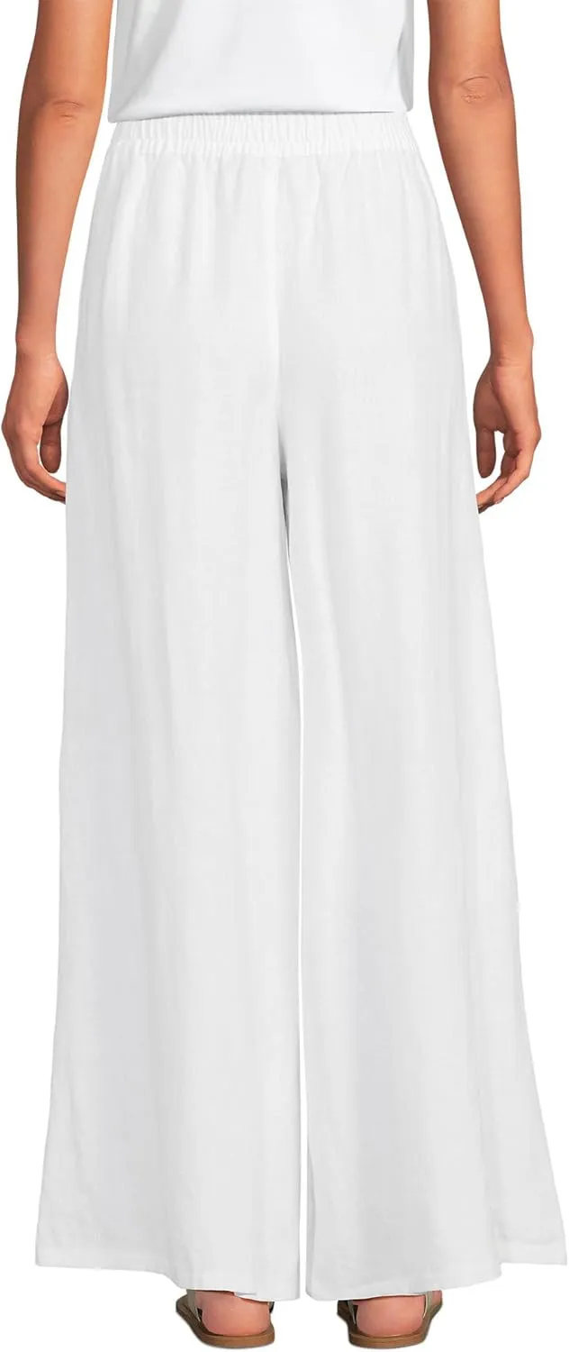 Lands' End Women's Linen High Rise Palazzo Pants