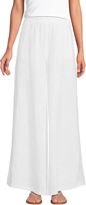 Lands' End Women's Linen High Rise Palazzo Pants