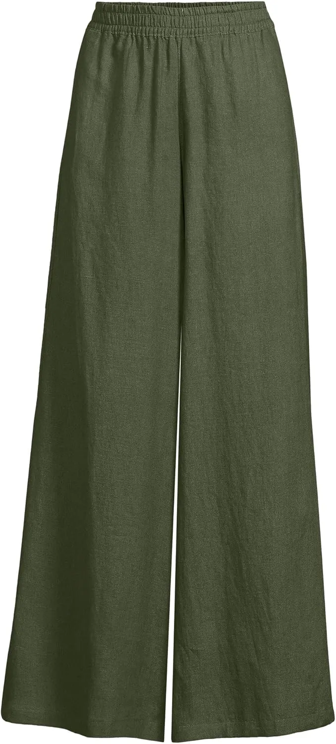 Lands' End Women's Linen High Rise Palazzo Pants
