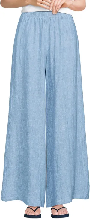Lands' End Women's Linen High Rise Palazzo Pants