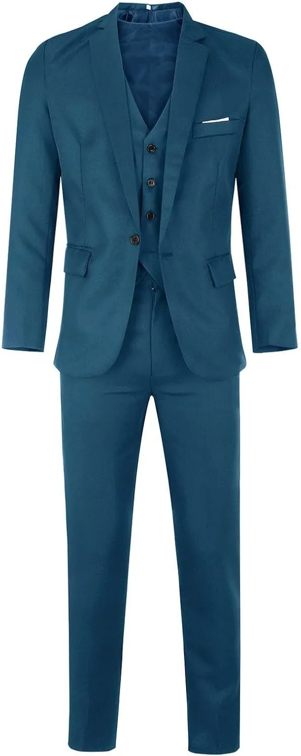 LCMTWX Men Suits Slim 3 Suit Business Wedding Party Jacket Vest & Pants Coat Men'S Suits Regular Fit MenS Suits Black Suit