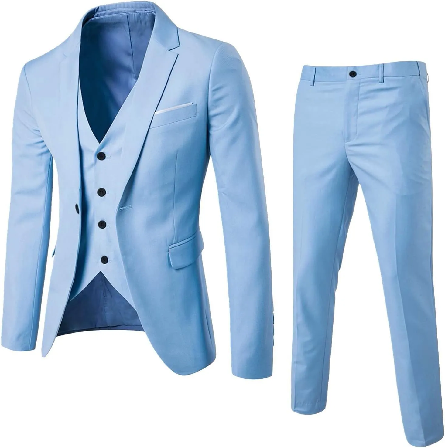LCMTWX Men Suits Slim 3 Suit Business Wedding Party Jacket Vest & Pants Coat Men'S Suits Regular Fit MenS Suits Black Suit