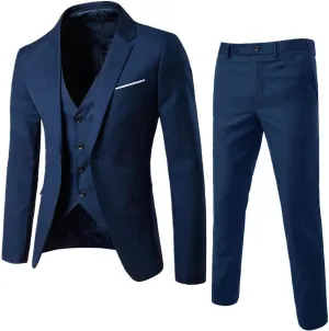 LCMTWX Men Suits Slim 3 Suit Business Wedding Party Jacket Vest & Pants Coat Men'S Suits Regular Fit MenS Suits Black Suit