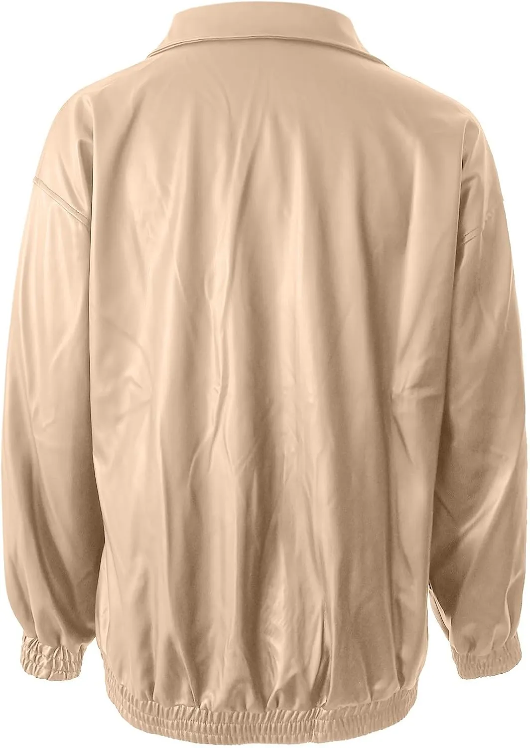 Leather Jackets for Women Long Sleeve Lapel Full Zip Lightweight Jacket Loose Fit Casual Windbreaker Athletic Jacket
