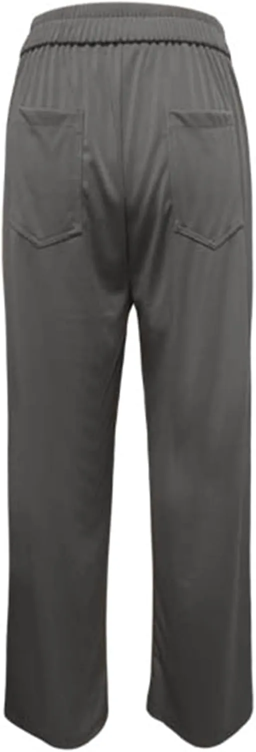Leggings Flare Women's Work Pants High Elastic Waisted Trousers Straight Wide Leg Pants Button Women Casual Work