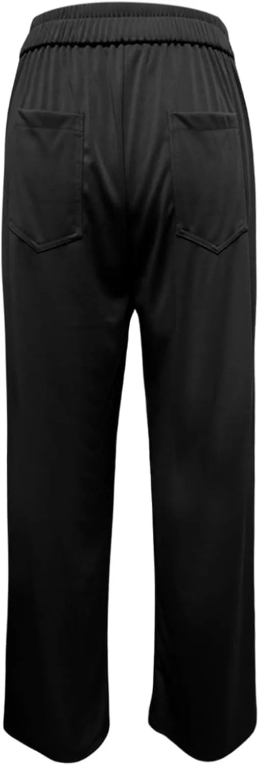 Leggings Flare Women's Work Pants High Elastic Waisted Trousers Straight Wide Leg Pants Button Women Casual Work